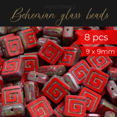 Bohemian glass beads Rutkovsky TCB Celtic Square 09x09mm