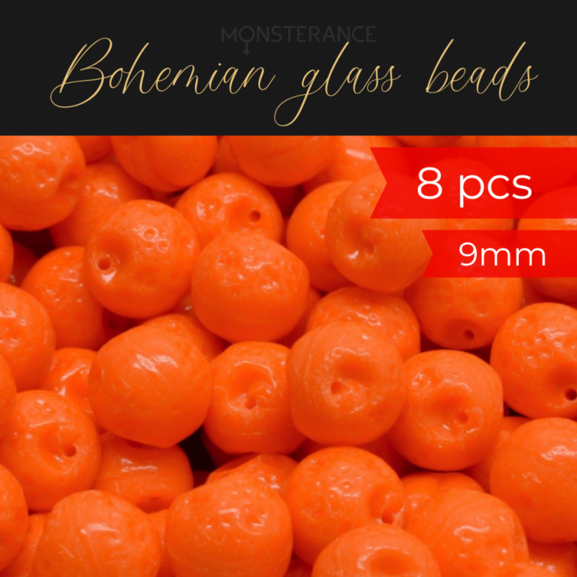 Bohemian glass beads Rutkovsky Orange Beads 9mm