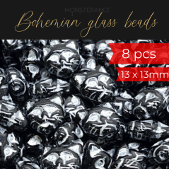 Bohemian glass beads Rutkovsky Cat Head Beads silver 13mm