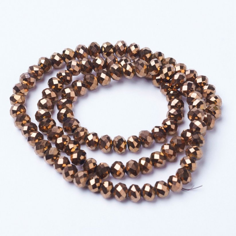 Electroplate Transparent Glass Beads Strands, copper