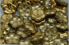 Bohemian glass beads Rutkovsky gold flowers 14x14mm