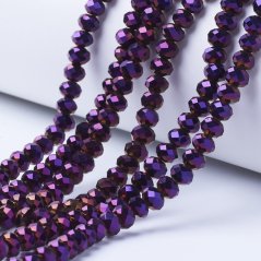 Electroplate Transparent Glass Beads Strands, purple