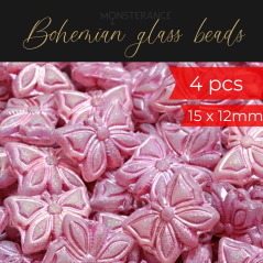 Bohemian glass beads Rutkovsky Butterfly Beads pink 15x12mm