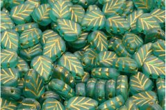 Bohemian glass beads Rutkovsky Mint Leaf Beads light 10x8mm 20pcs