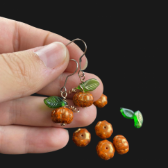 Pumpkin Earrings dark orange- Full Crafting Kit