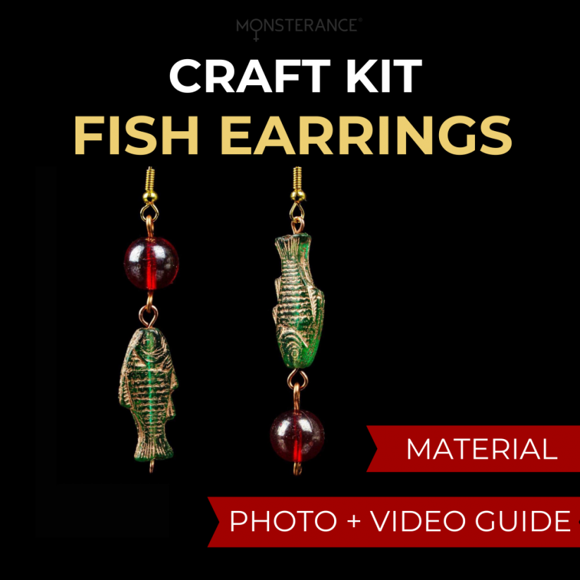 Christmas Eve earrings-fish 1 pair, material package, PDF and video instructions