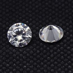 Cubic Zirconia Cabochons, Grade A, Faceted, Diamond, Clear, 10x5.5mm