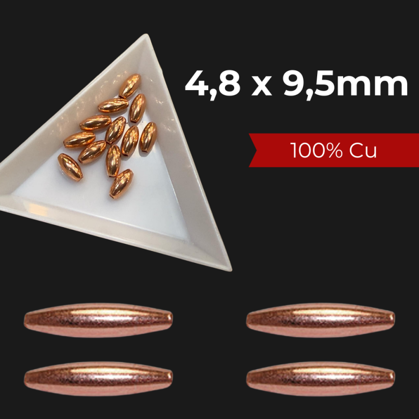 KO9 Oválné měděné korálky 4.8mm x 9.5mm
