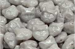 Bohemian glass beads Rutkovsky Silver Cat Head Beads 13x13mm 6pcs