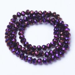Electroplate Transparent Glass Beads Strands, purple