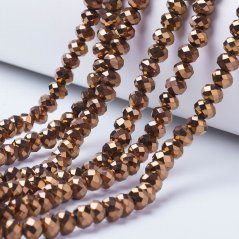 Electroplate Transparent Glass Beads Strands, copper