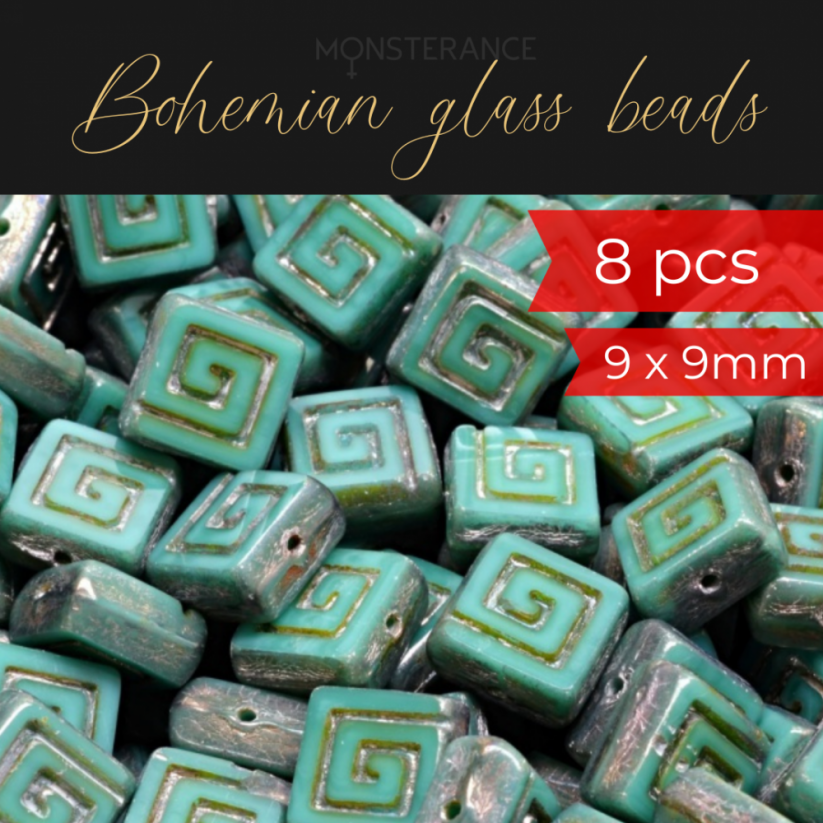 Bohemian glass beads Rutkovsky TCB Celtic Square 09x09mm