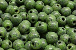Rutkovsky round druck beads with 2,0mm big hole, light green