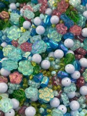 Spring mix of glass beads - blue