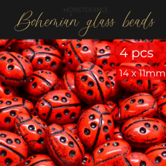 Bohemian glass beads Rutkovsky Ladybird beads 14x11mm