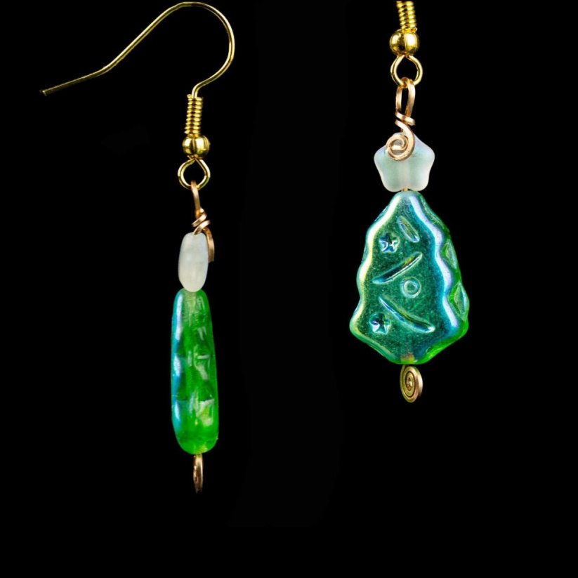 Christmas earrings-trees light 2 pairs, material package and video instructions