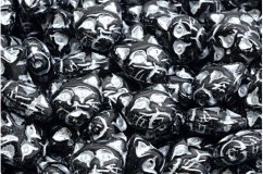 Korálky Rutkovsky kočičí hlavy černo-stříbrné 13mm