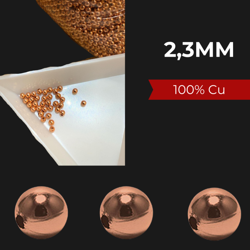 K2 2.3mm Round Metal Beads - Copper